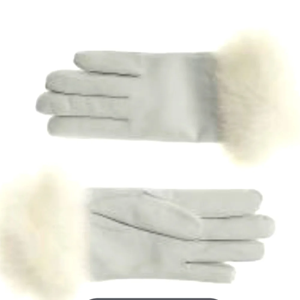 πNWT White Soft Leather Gloves With White Fox Fur and Velvet Lininβ¦ - Picture 10 of 11